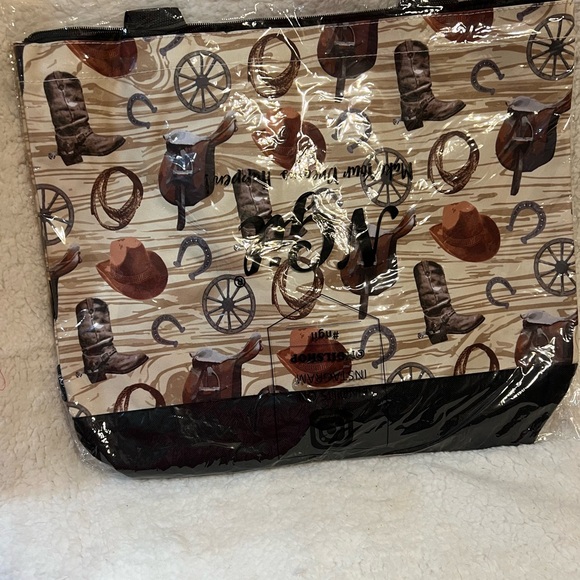 Western Themed Tote Bag - Black and Brown - Picture 3 of 6